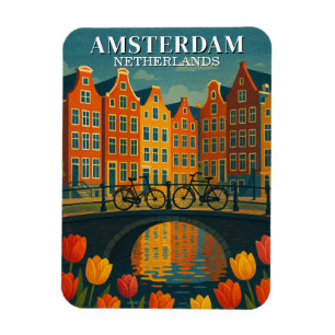 Magnet Flexible Vélos vintages Amsterdam sur Bridge Flowers