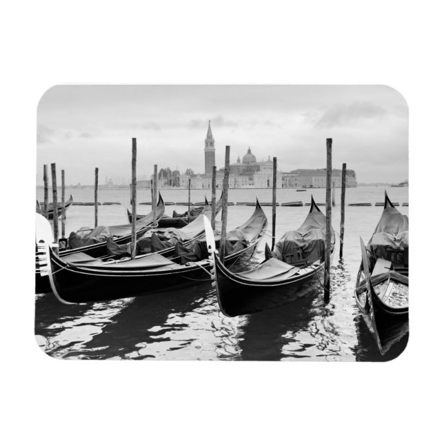 Magnet Flexible Venise Italie paysage noir et blanc (Horizontal)