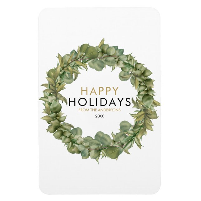 Magnet Flexible Verdure moderne Wreath Joyeuses vacances Noël (Vertical)