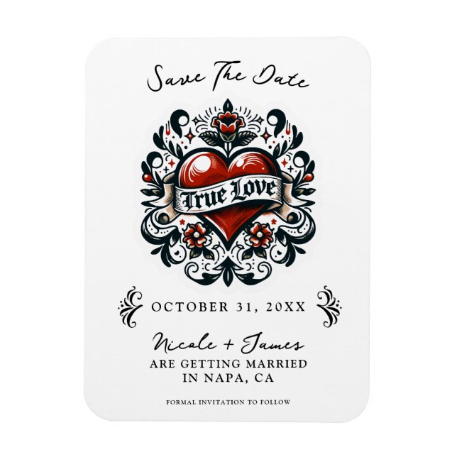 Magnet Flexible Véritable Amour Coeur tatouage Mariage Enregistrer (Vertical)