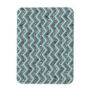 Magnet Flexible Verre coupé foncé et Zigzag Turquoise
