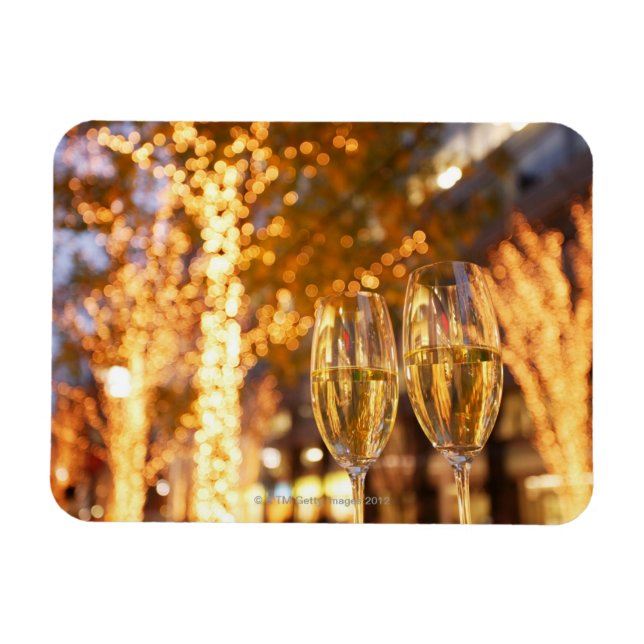 Magnet Flexible Verres de champagne en toiture Noël en ville (Horizontal)