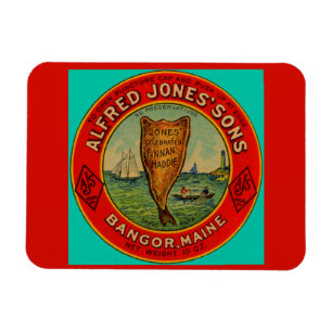 Magnet Flexible vers 1900 Alfred Jones Sons Finnan Haddie étiquett