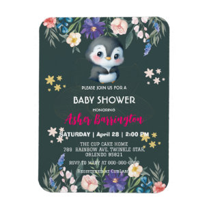 Magnet Flexible Vert mignon doux fleur de pingouin baby shower enf