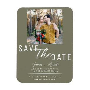 Magnet Flexible Vert olive Photo Save the Date Mariage