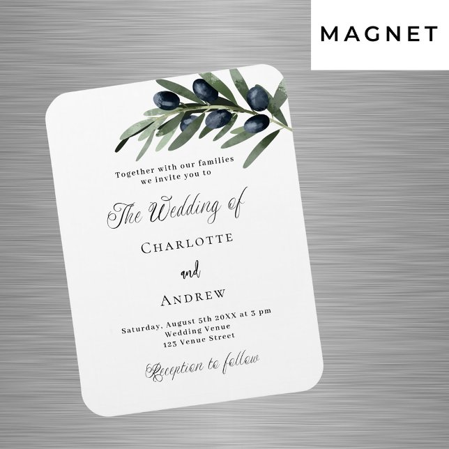 Magnet Flexible verte mariage invitation au luxe feuille d'olivier (Créateur téléchargé)