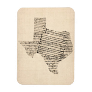 Magnet Flexible Vieille carte de musique de feuille du Texas