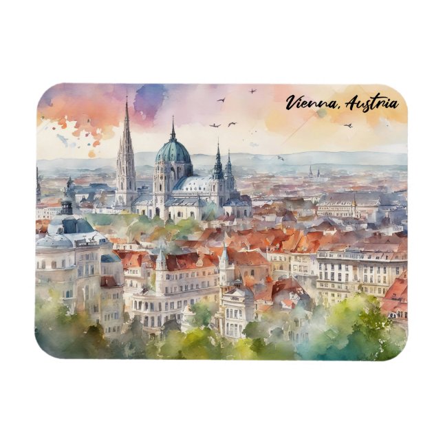 Magnet Flexible Vienne Autriche aquarelle peinture Panorama (Horizontal)