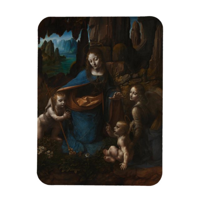Magnet Flexible Vierge des Rochers, Vierge Marie, Jésus, Jean (Vertical)
