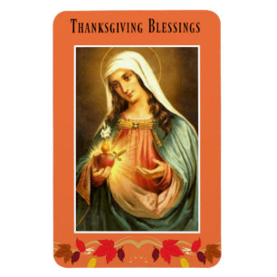 Magnet Flexible Vierge Marie Thanksgiving Bénédictions Feuilles d'