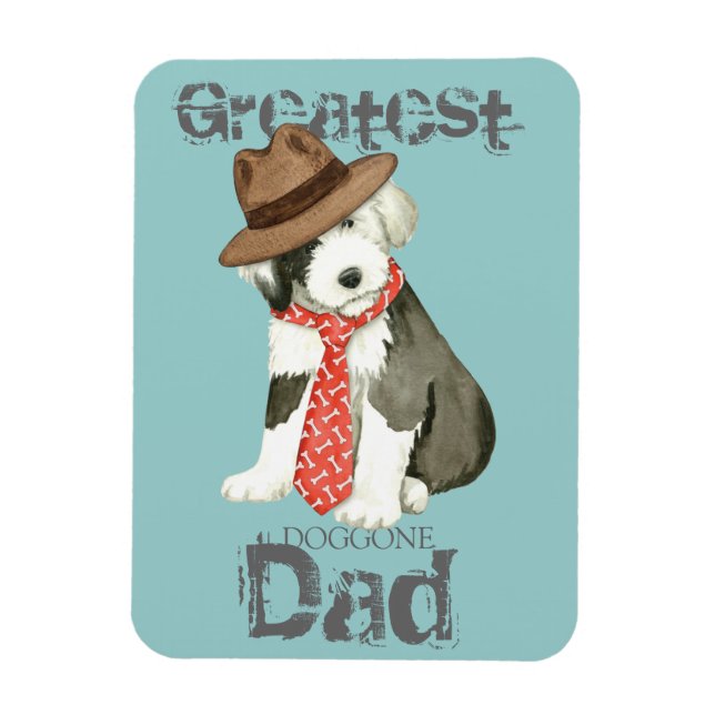Magnet Flexible Vieux anglais Sheepdog Papa (Vertical)