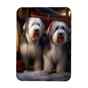 Magnet Flexible Vieux chien de berger anglais décoration de Noël d