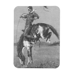 Magnet Flexible Vieux Cowboys de Rodéo, Cheval Sauvage par Remingt