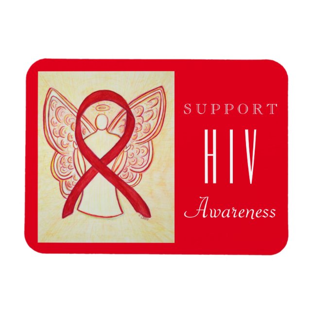 Magnet Flexible VIH Rouge Sensibilisation Ruban Angel Cadeau perso (Horizontal)