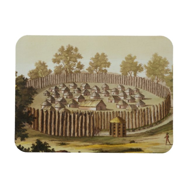Magnet Flexible Village d'une tribu indigène en Floride, engrave (Horizontal)