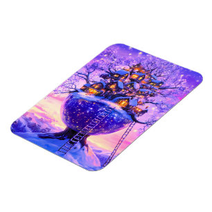 Magnet Flexible Village enneigé de l'arbre de Fantaisie d'Hiver Pa
