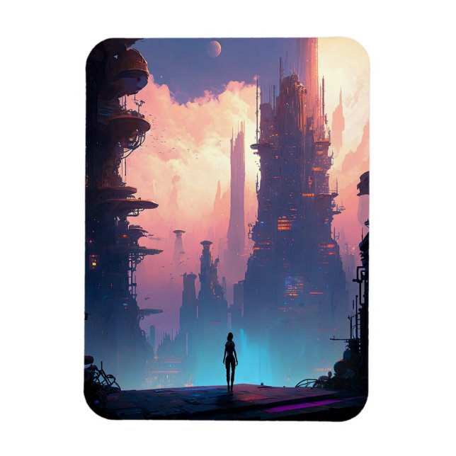 Magnet Flexible Ville futuriste de science-fiction (Vertical)