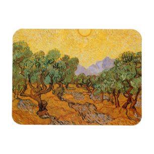 Magnet Flexible Vincent van Gogh - Oliviers, Ciel Jaune et Soleil