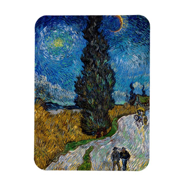 Magnet Flexible Vincent van Gogh - Route avec Cypress et Star (Vertical)
