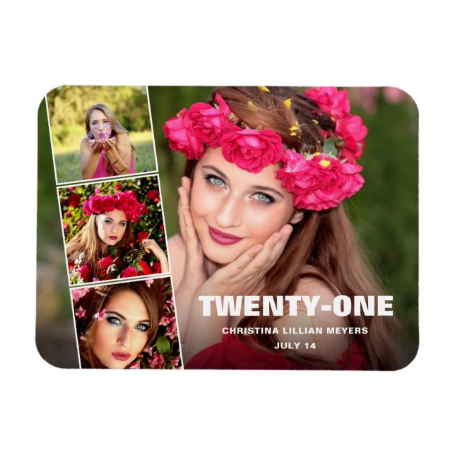 Magnet Flexible Vingt et unième anniversaire heureux 4 photo Colla (Horizontal)