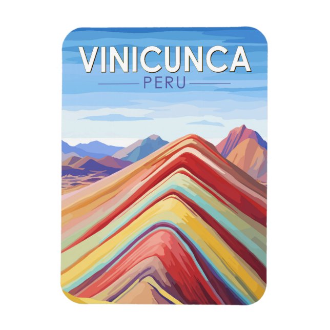 Magnet Flexible Vinicunca Pérou Travel Art Vintage (Vertical)