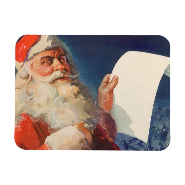 Magnet Flexible Vintage Christmas, Père Noël Naughty Nice Liste (Horizontal)
