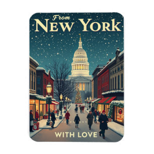 Magnet Flexible Vintage De New York Avec Amour Joyeux Noël