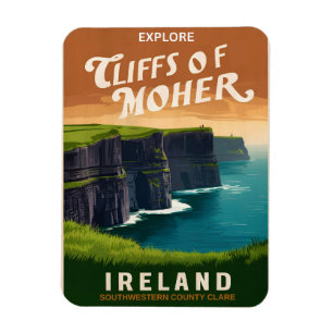 Magnet Flexible Vintage falaises de la mère, Irlande cadeaux natur