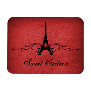 Magnet Flexible Vintage Français Plourish Sweet 16 Magnet, Rouge