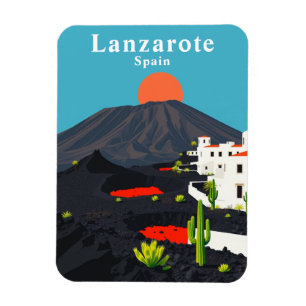 Magnet Flexible Vintage Lanzarote Espagne Voyage Souvenir