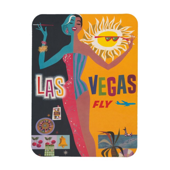 Magnet Flexible Vintage Las Vegas Gambling Travel Poster Art (Vertical)