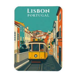 Magnet Flexible Vintage Lisbonne Jaune Tramway Ride Voyage Souveni