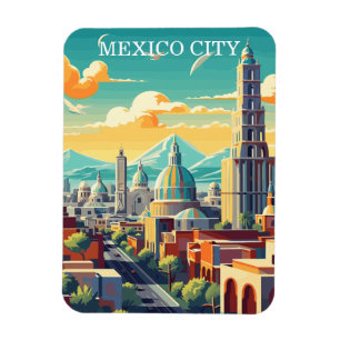 Magnet Flexible Vintage Mexico City Mexique Voyage Souvenir