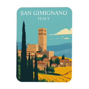 Magnet Flexible Vintage San Gimignano Italie Voyage médiéval