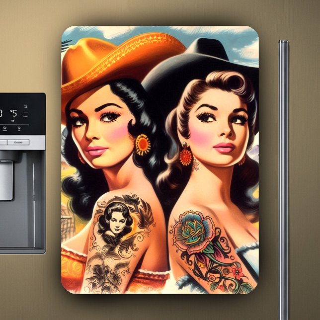 Magnet Flexible Vintage Tattooed Cowgirls (Créateur téléchargé)