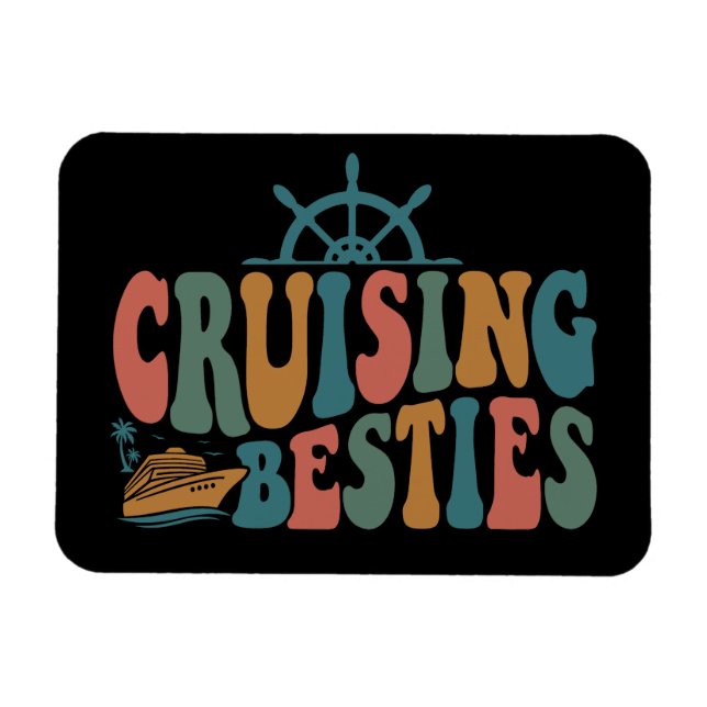 Magnet Flexible Vintage voyage de Cruise Ship Cruise Besties (Horizontal)
