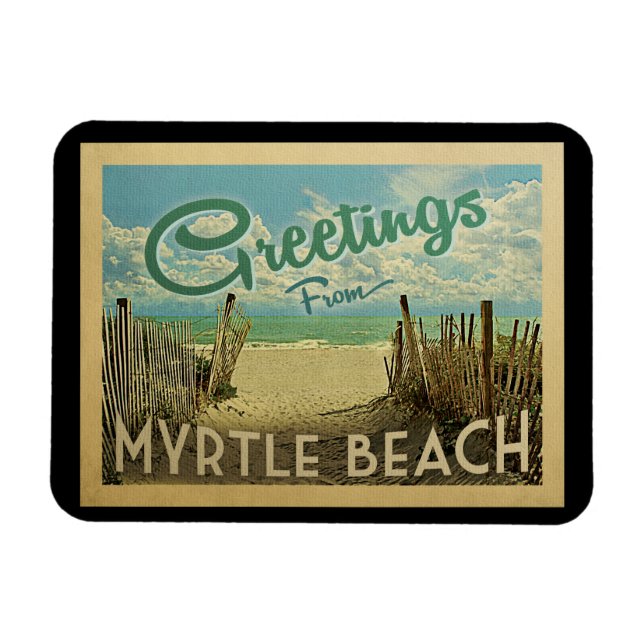 Magnet Flexible Vintage voyage de Myrtle Beach (Horizontal)