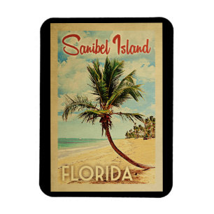 Magnet Flexible Vintage voyage de palmier d'île de Sanibel