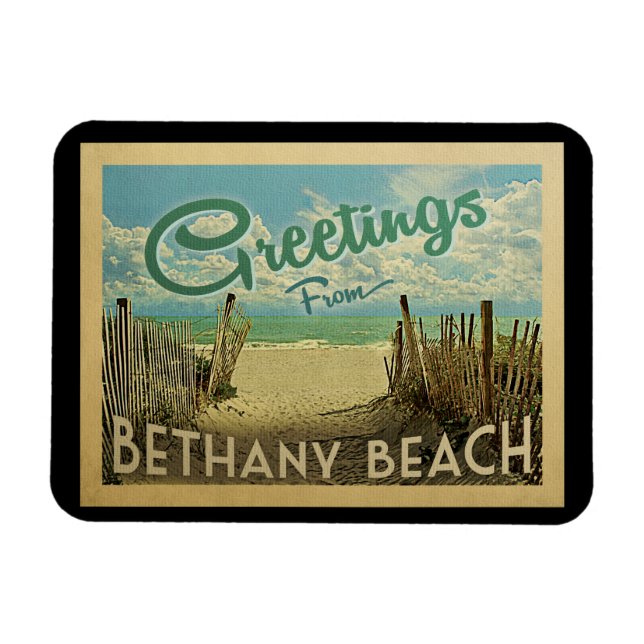 Magnet Flexible Vintage voyage de plage de Bethany (Horizontal)