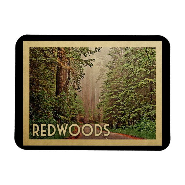Magnet Flexible Vintage voyage de Redwoods National Park en Califo (Horizontal)