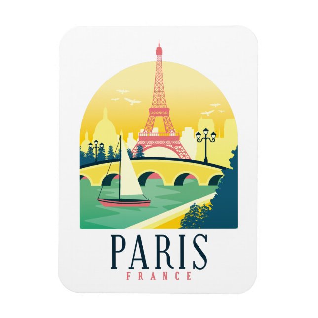 Magnet Flexible Vintage voyage Paris France (Vertical)
