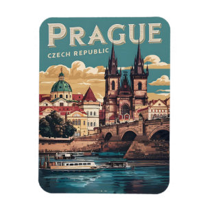 Magnet Flexible vintage voyage prague république tchèque cadeaux,