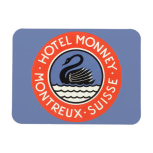 Magnet Flexible Vintage voyage, Swan Bird Hotel Monney Suisse