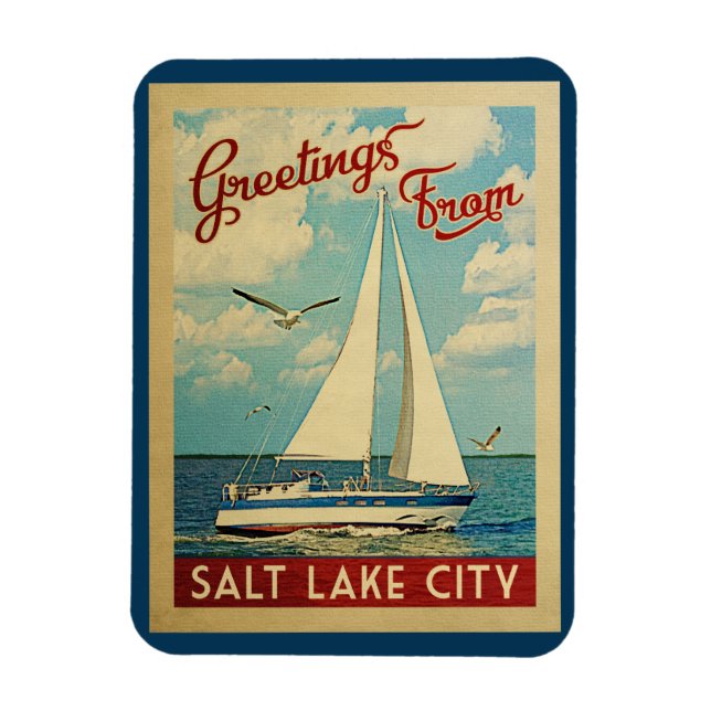 Magnet Flexible Vintage voyage Utah de voilier de Salt Lake City (Vertical)
