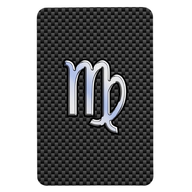 Magnet Flexible Virgo Zodiac Sign on Charcoal Carbon Fibre Print (Vertical)