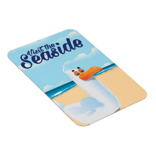 Magnet Flexible Visitez l'affiche de voyage du goéland de bord de