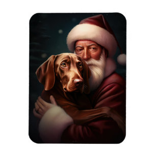Magnet Flexible Vizsla avec Noël Festif du Père Noël