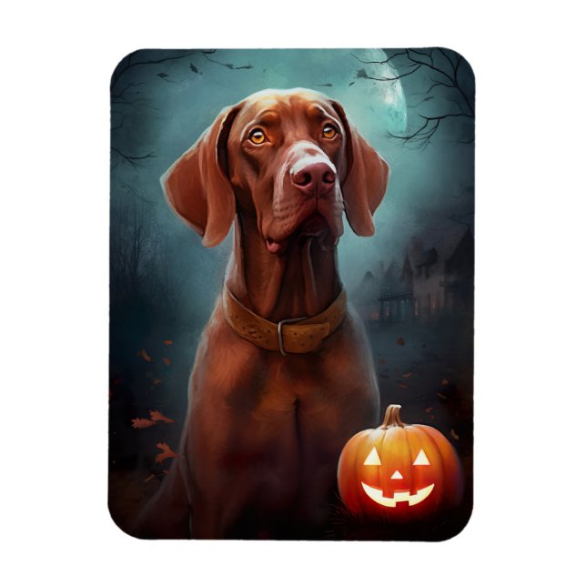 Magnet Flexible Vizsla d'Halloween avec la peur Citrouille (Vertical)
