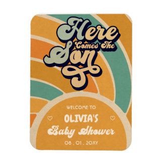 Magnet Flexible Voici L'Accueil Du Baby shower Son Retro