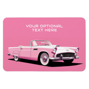 Magnet Flexible Voiture classique rose texte personnalisé